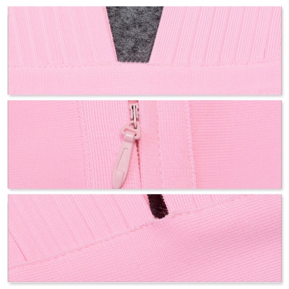 Bandage Bodycon Deep V Cut Out Pink Dress - Picture 10 of 11